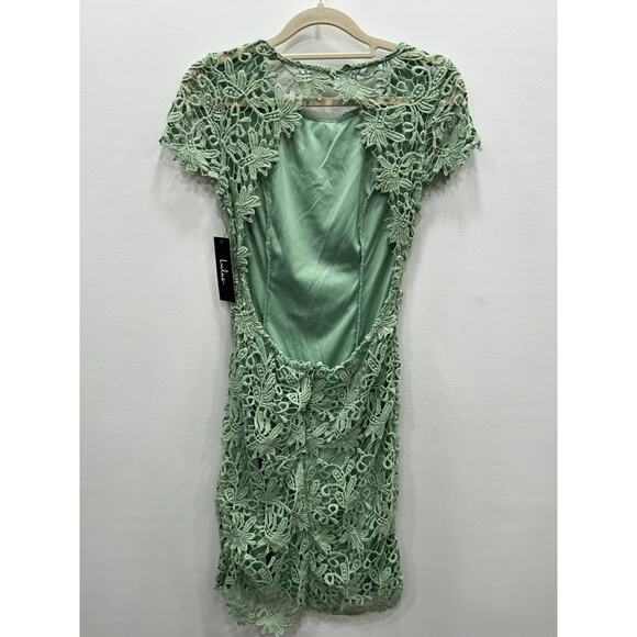 NWT Lulus Womens Romance Language Sage Green Backless Lace Dress Size M - Picture 4 of 12